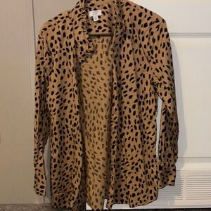 Crown & Ivy Tan Leopard Button Down Shirt